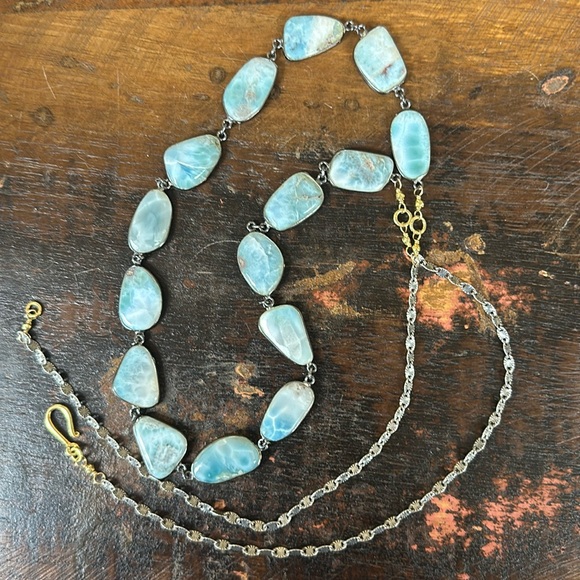 One of a kind “La Mar” oxidized silver/gold necklace. New from Sundance.